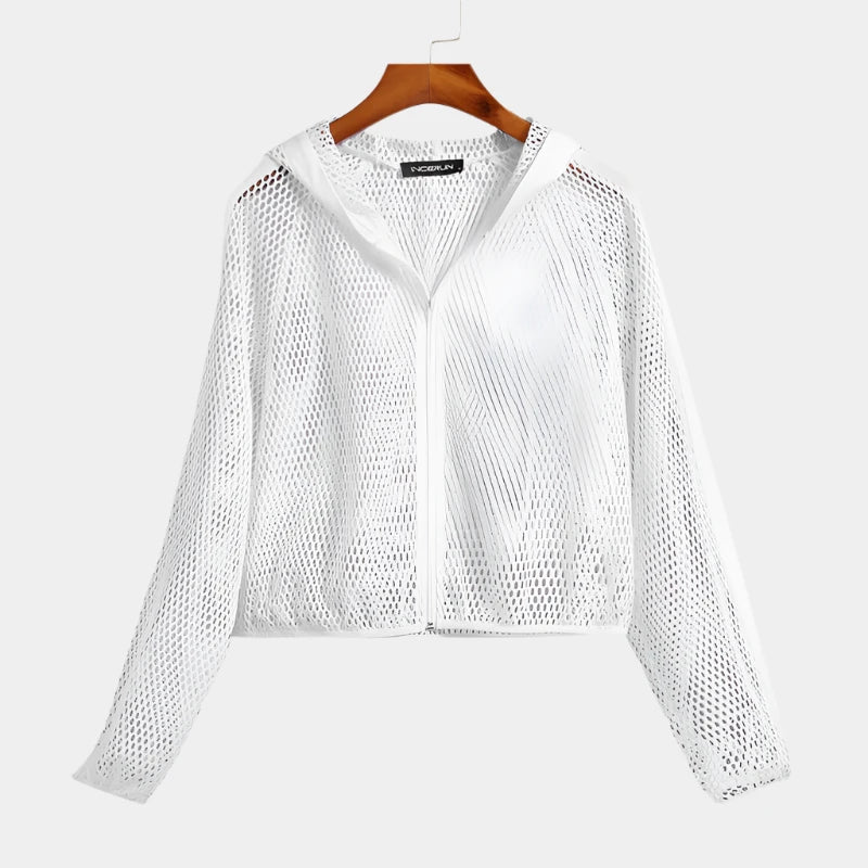 INCERUN Mesh Crop Top Hoodie