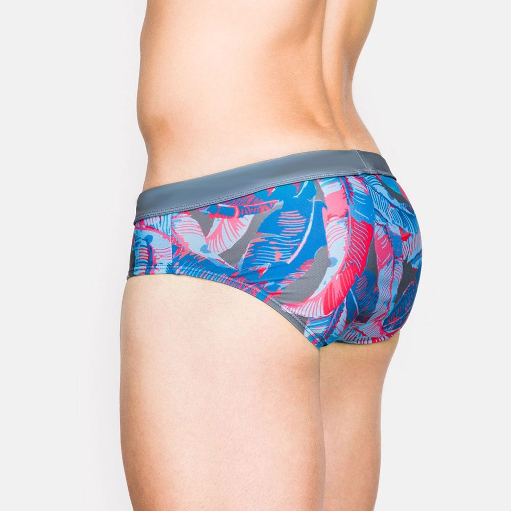 Blue & Pink Tropical Swim Briefs with Pouch