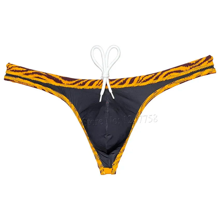 Men's Tiger Stripes Swim Thong Icy Silk Feel