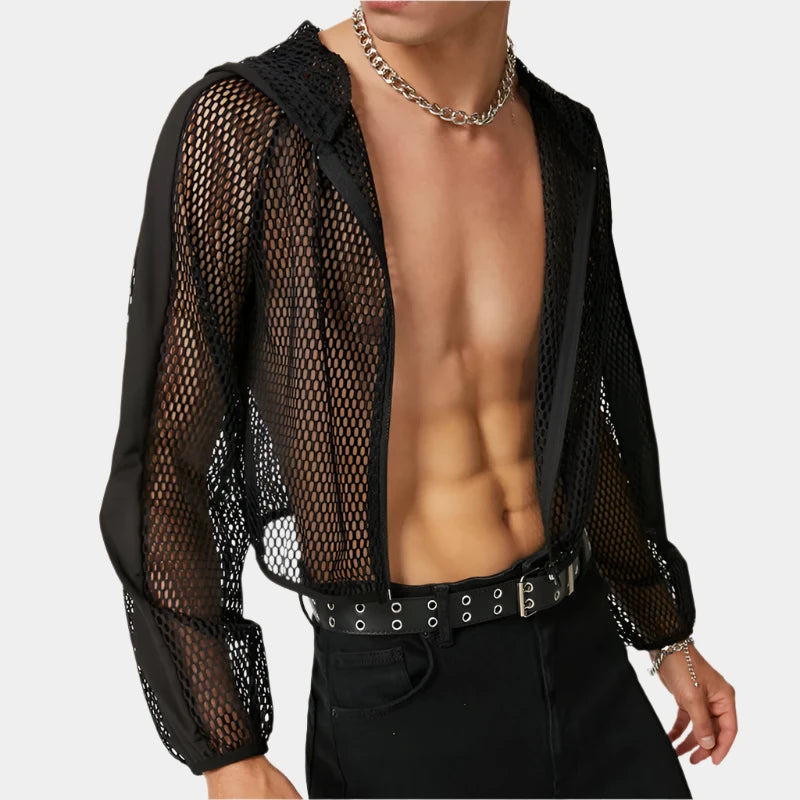INCERUN Mesh Crop Top Hoodie