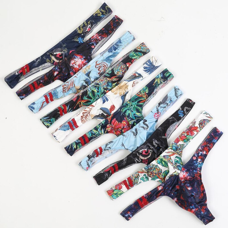 mens thong with flowery print