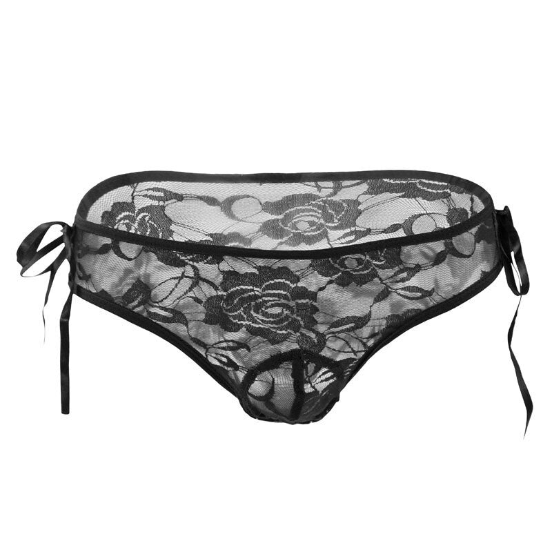 Lace Side Bow Men's Panties Black / M (26-30) Lace Side Bow Men's Panties Black / M (26-30)