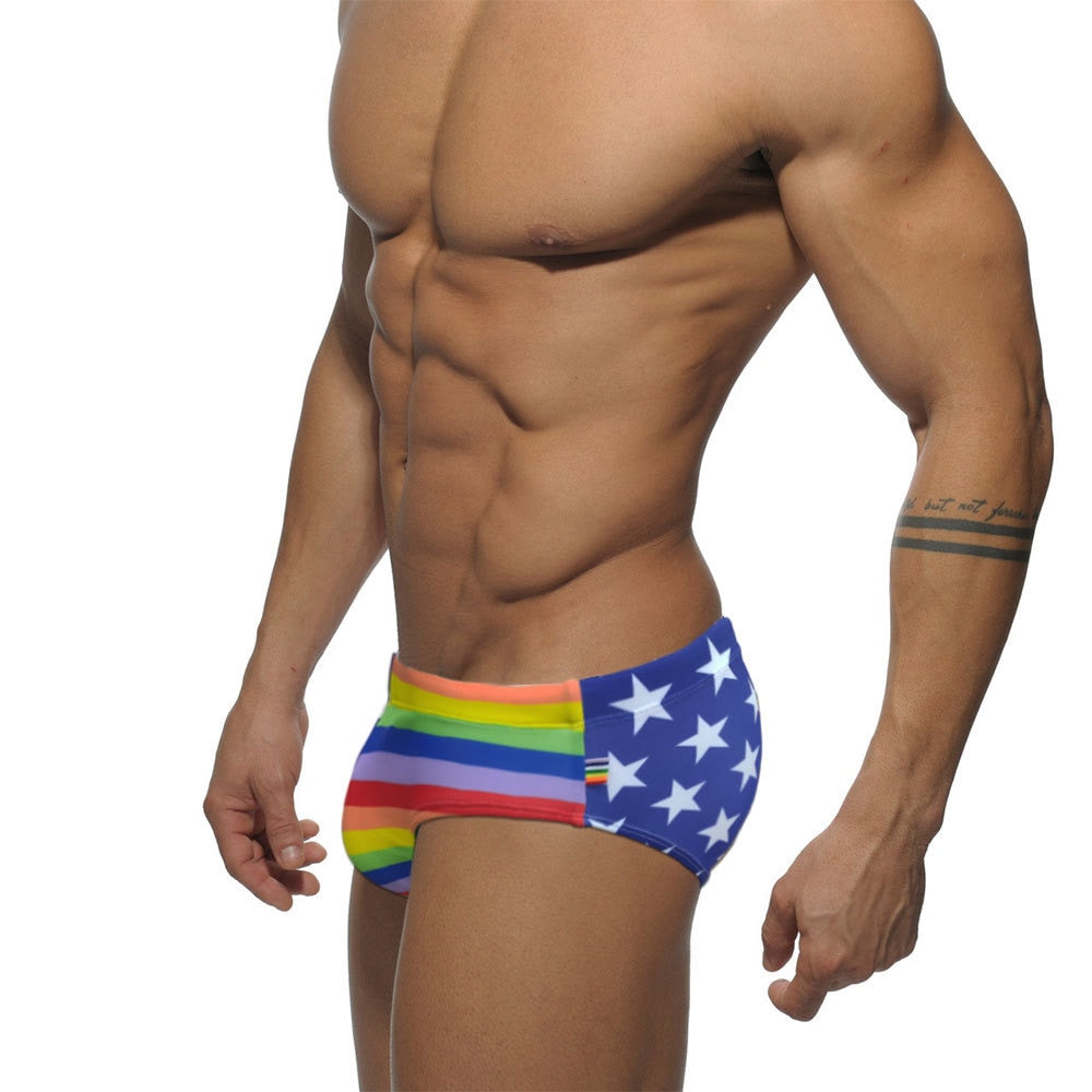 american flag low rise swim briefs for men