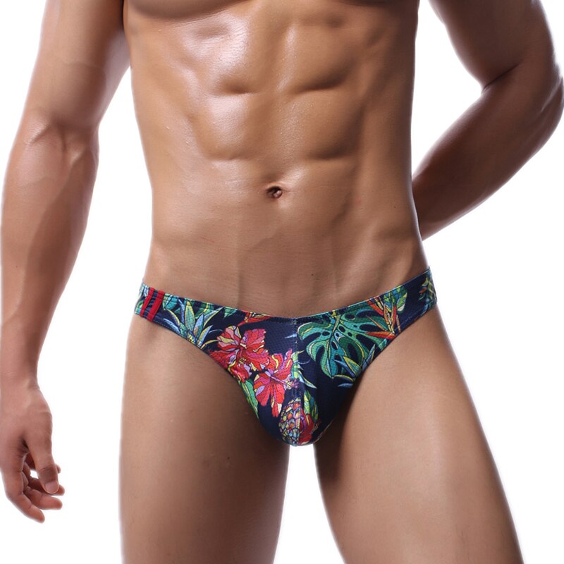 mens thong with flowery print