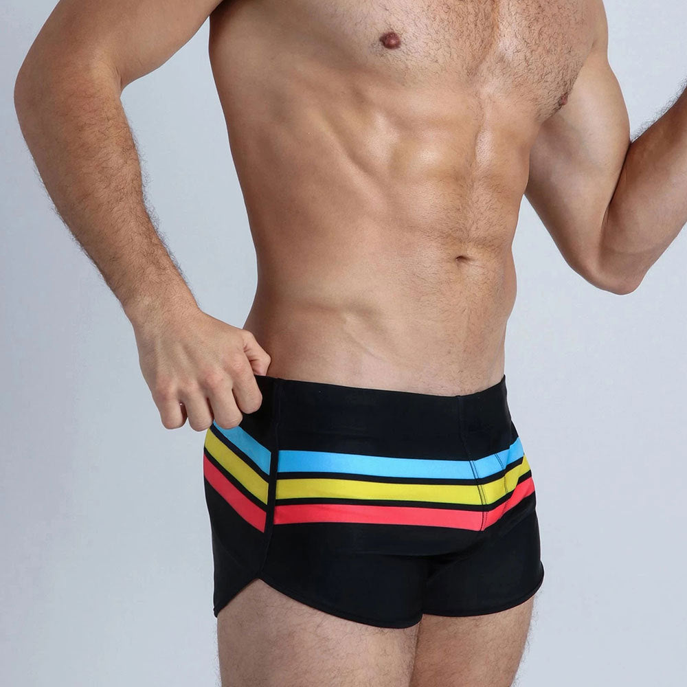 striped low waist men's swimming brief