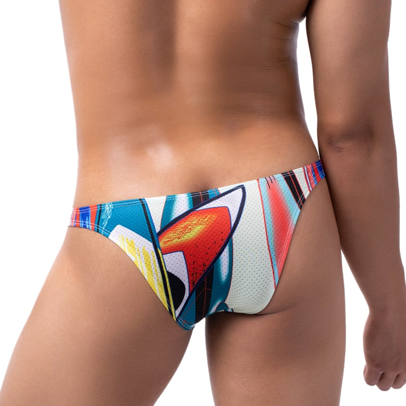 men's sexy bikini brief with print