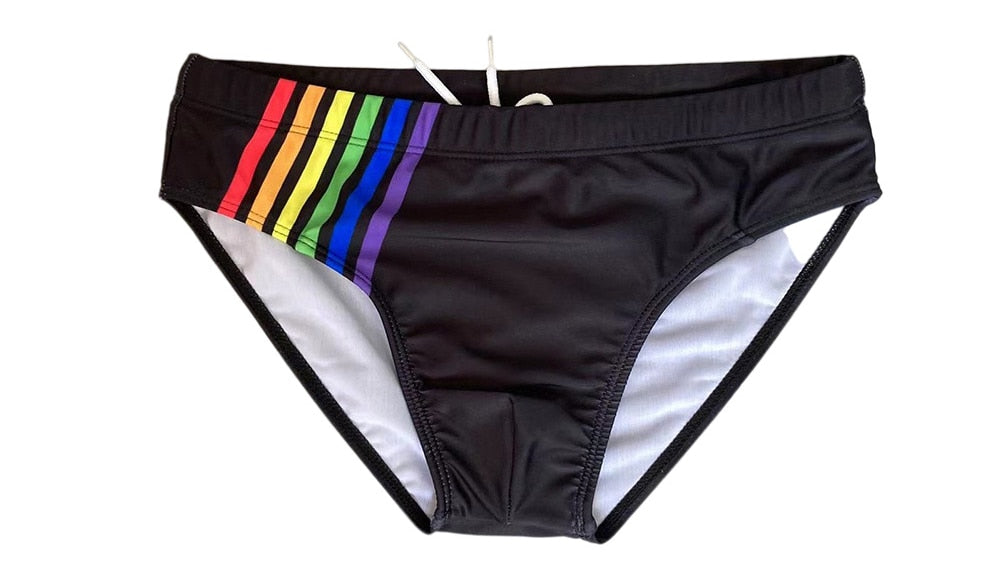 Rainbow Joy Striped Swim Briefs