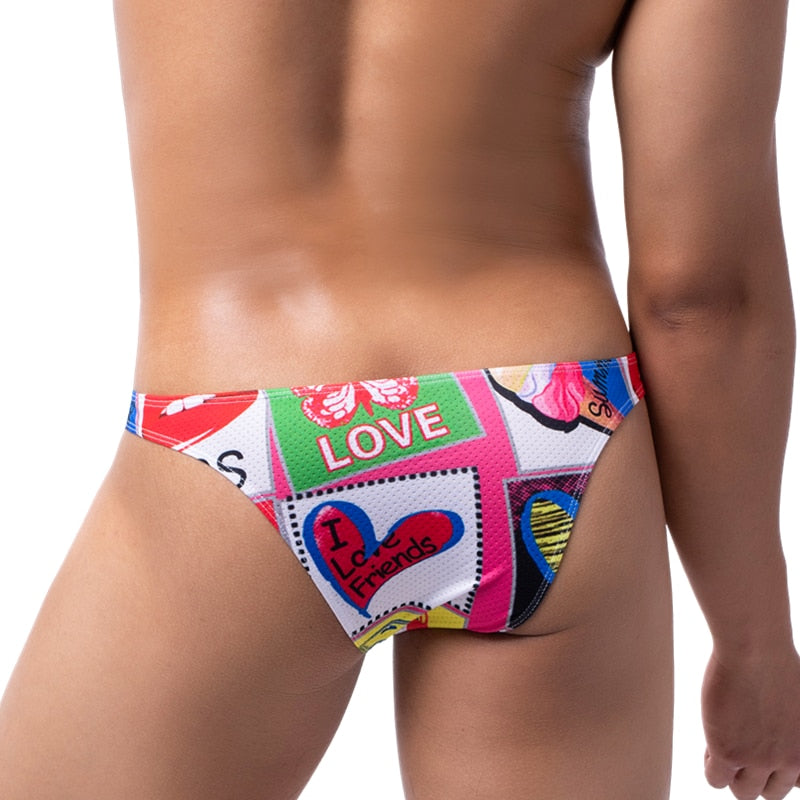 men's sexy bikini brief with print