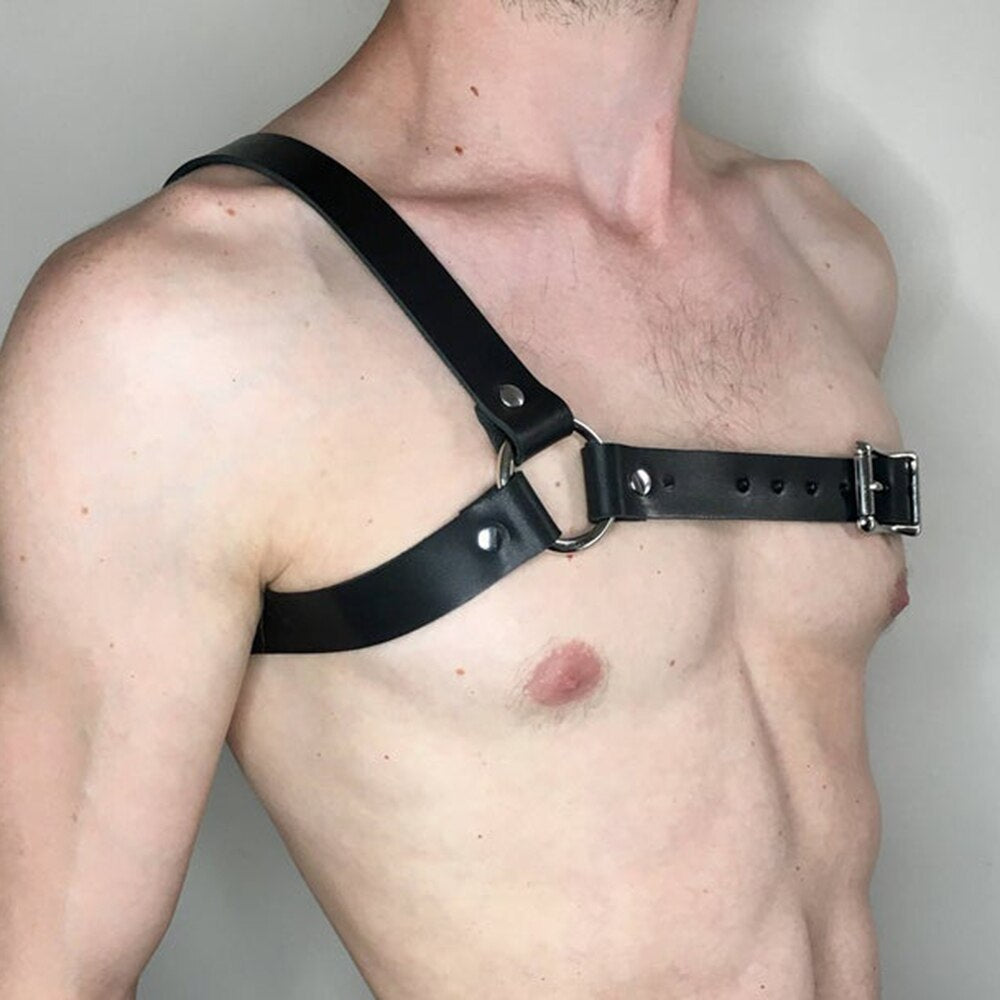 leather and chain hernesses for men