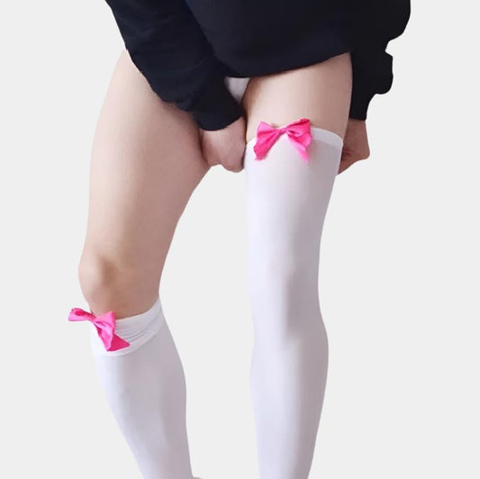 White Thigh Highs with Bow