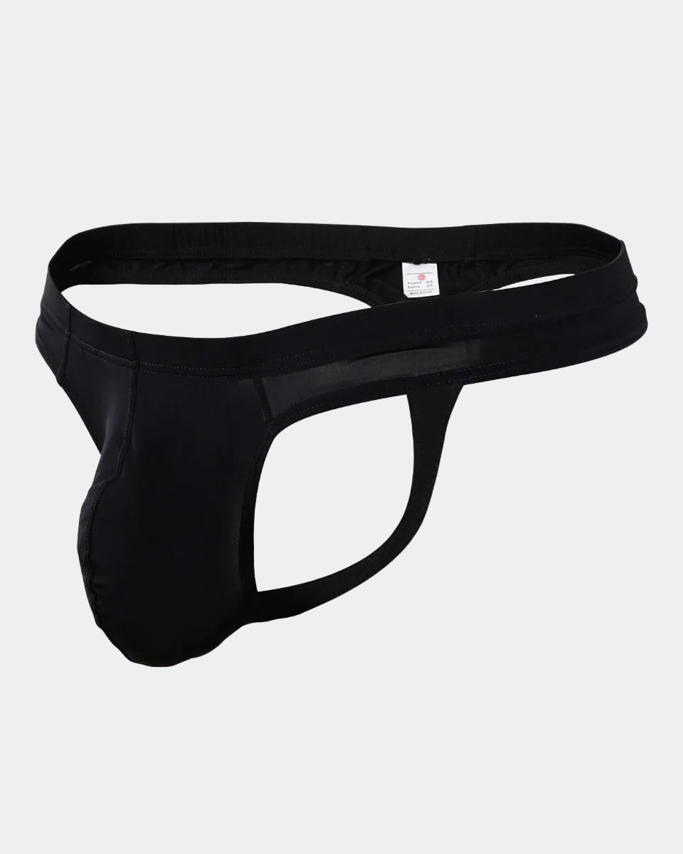 Black men's underwear on a white background.