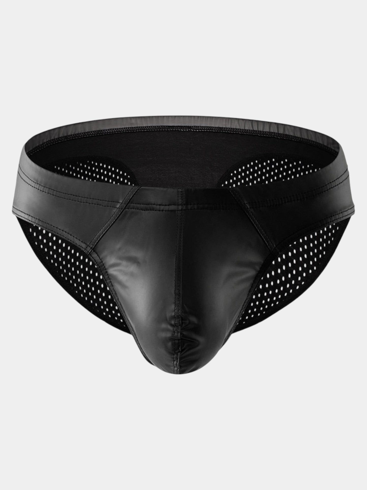 Mesh Buns Leather Briefs