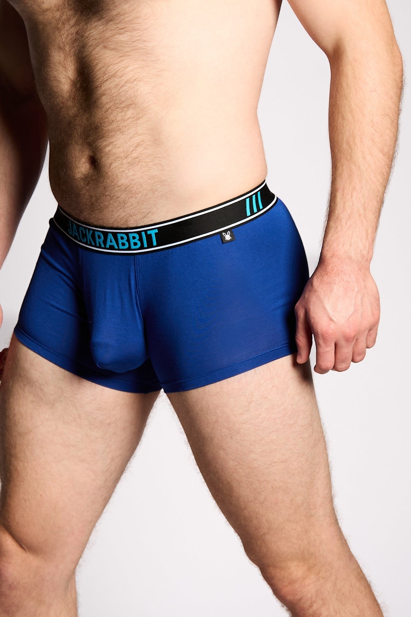 Trendy Undies Jackrabbit blue modal trunks with contoured pouch and soft waistband.
