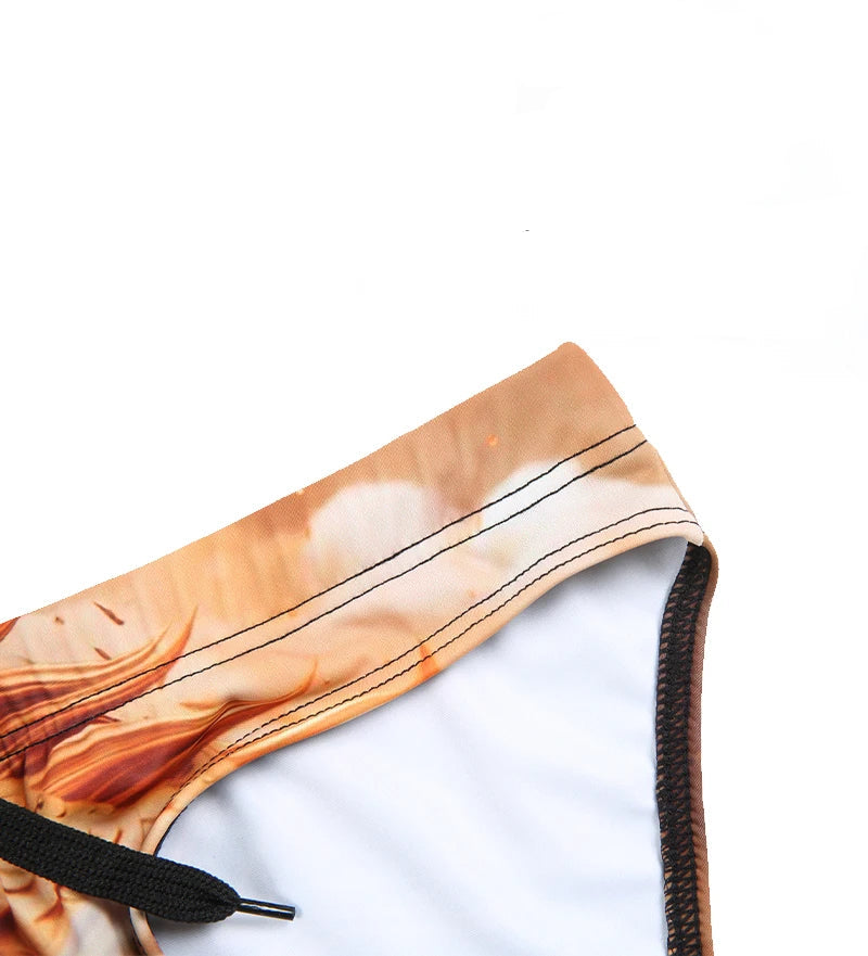 Close-up of a product with a tie-dye pattern and text about good workmanship on a white background.