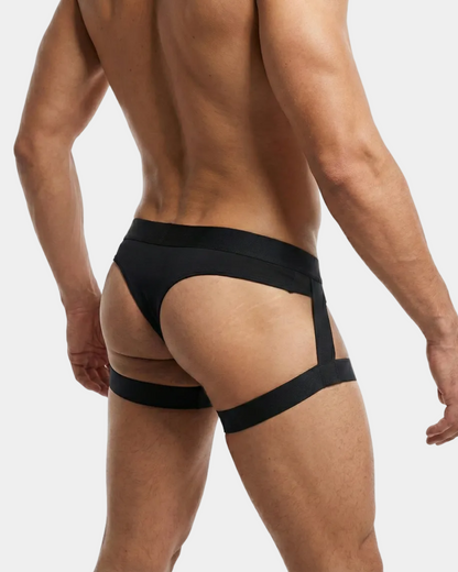 Black men's underwear on a white background
