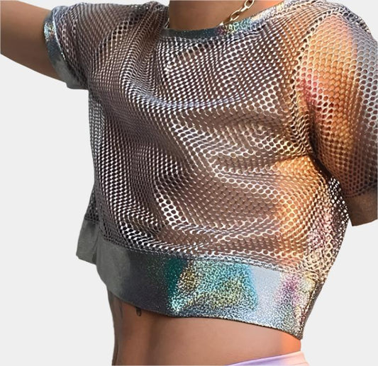 Shimmer Mesh Crop Top