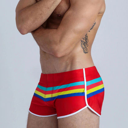 striped low waist men's swimming brief