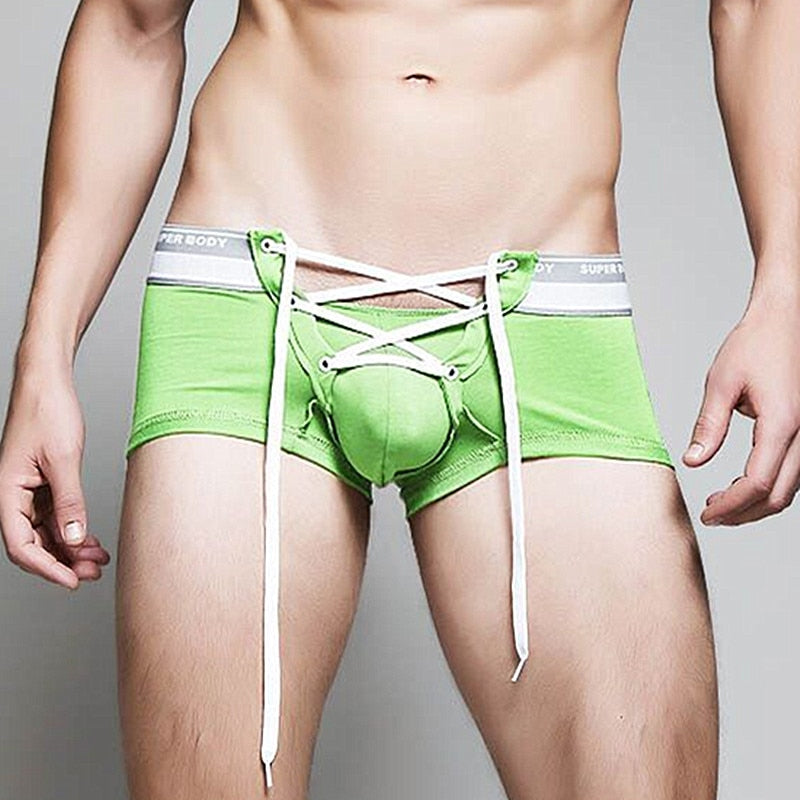 laced boxer briefs with pouch for men