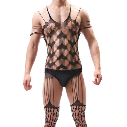 Exotic Black Net Bodysuit Lingerie