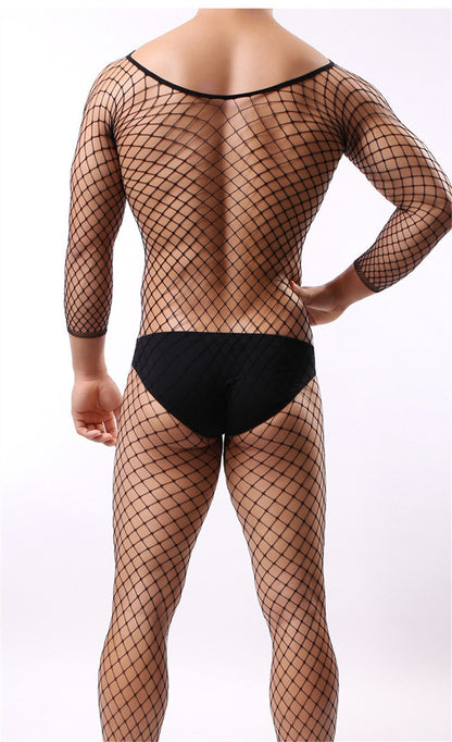 Exotic Black Net Bodysuit Lingerie