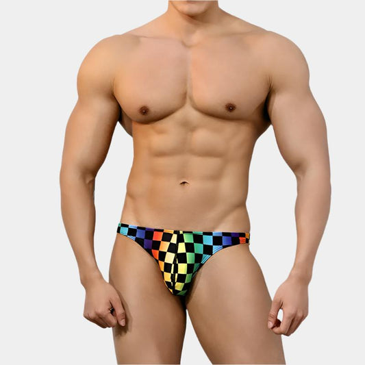 Pride Checkered Rainbow Swimbrief